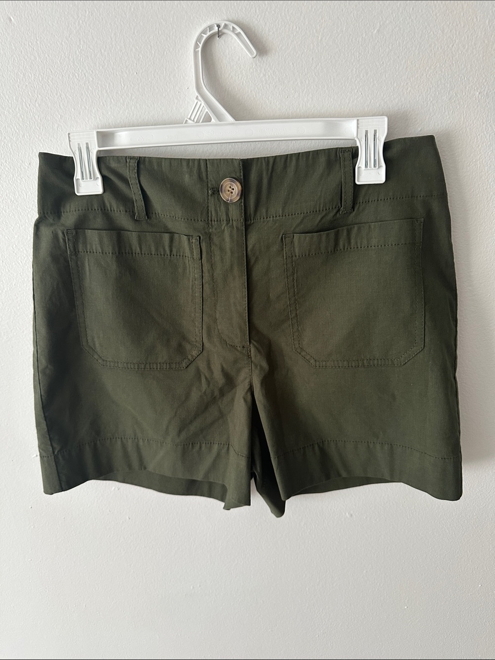 Nicole Miller Olive Utility Patch-Pocket Shorts